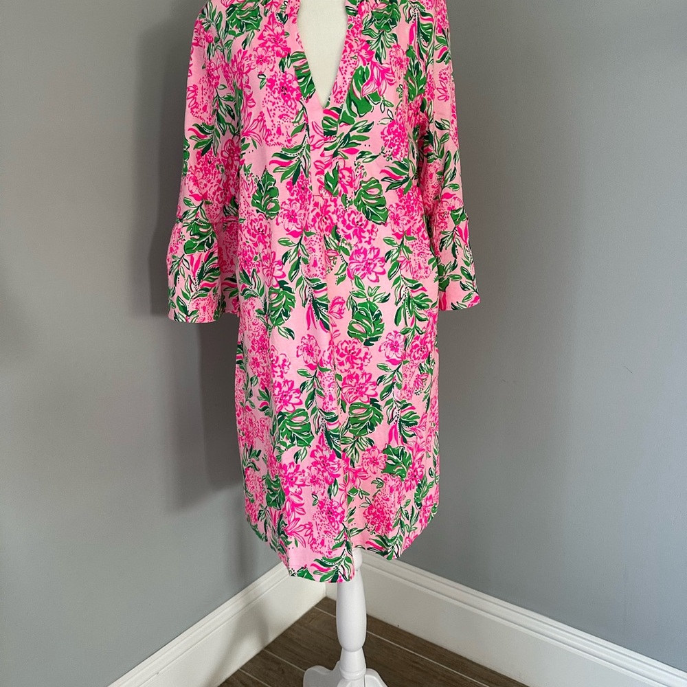 Lilly Pulitzer Pink & Green Floral Shift Dress - Picture 3 of 10